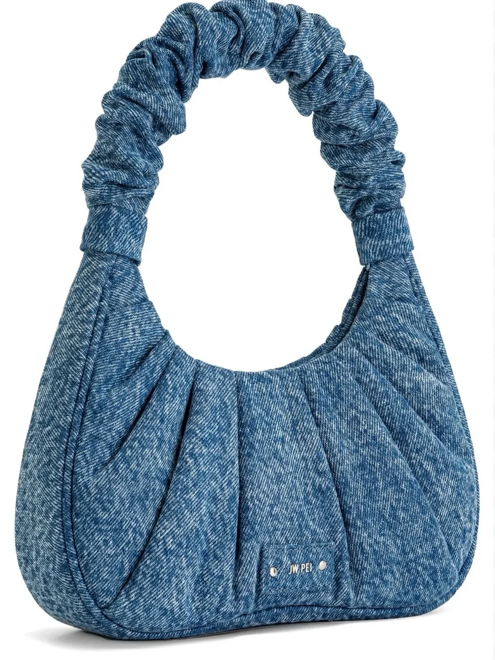 JW PEI Gabbi Ruched Hobo Handbag Blue Denim